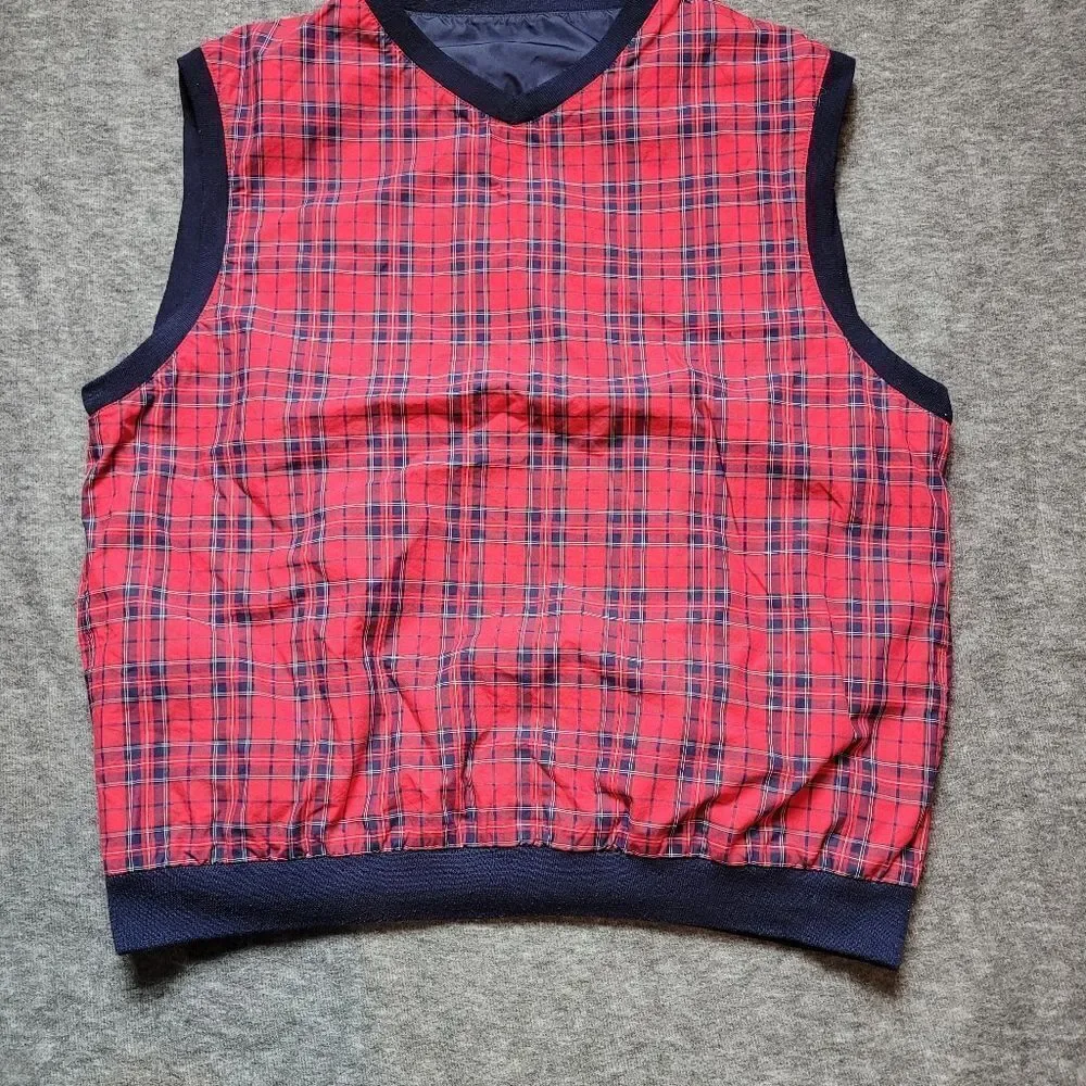 Polo Ralph Lauren Golf Vest Mens Size L Reversible Blue Red Plaid